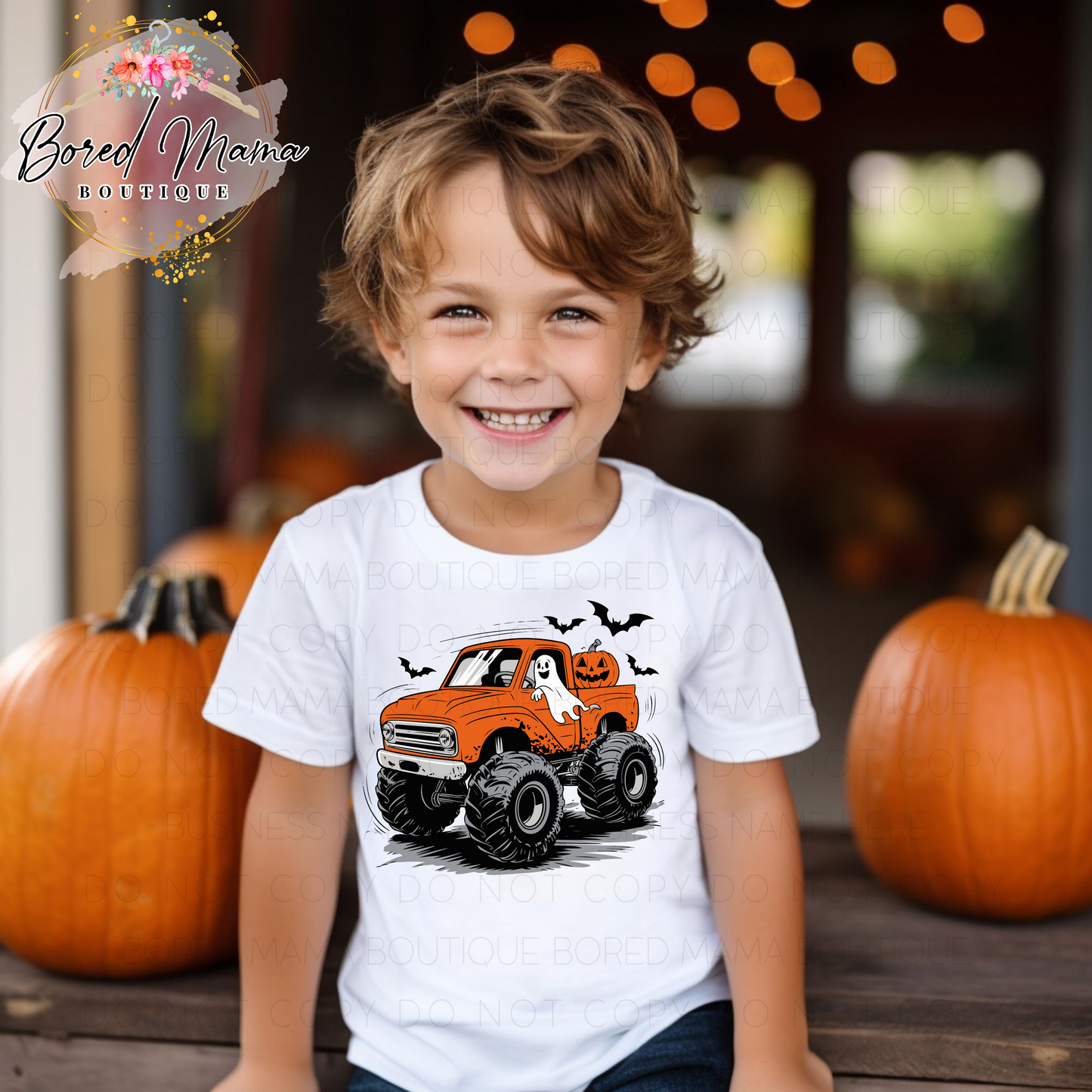 Halloween Monster Truck Kids T-Shirt